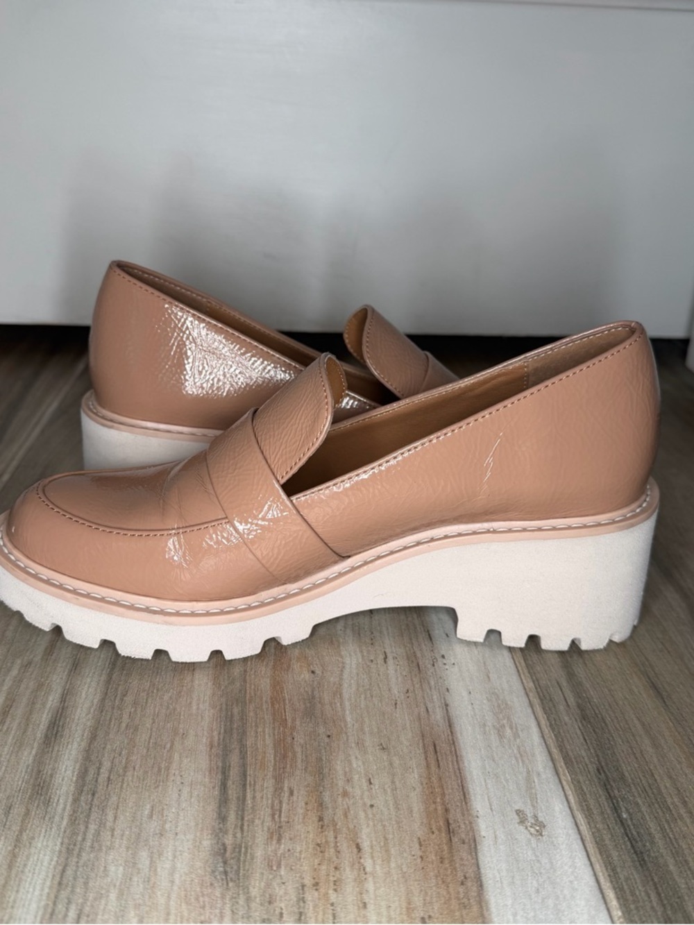 Dolce Vita Henri Loafers Nude / Tan Patent Leather Platform Slip On Womens Sz 8M - Picture 7 of 13